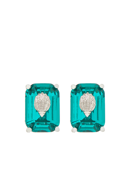 Emerald Cut Crystal Stud Earrings